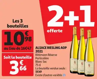 Auchan Supermarché Alsace Riesling AOP 2021 offre