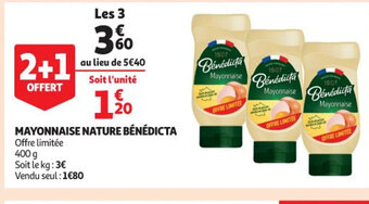Auchan Supermarché Mayonnaise Nature Bénédicta offre