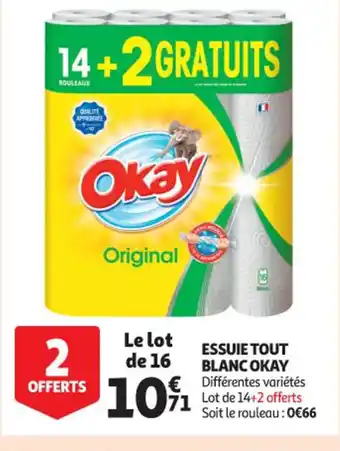 Auchan Supermarché Essuie Tout Blanc Okay offre