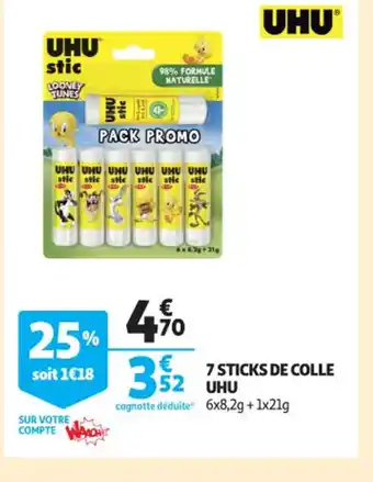 Auchan Supermarché 7 sticks de Colle Uhu offre