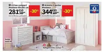Conforama Lit bas compact ou armoire 2 portes montana offre