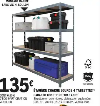 E.Leclerc Brico Étagère charge lourde 4 tablettes offre