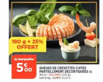Bi1 Queues de crevettes cuites partiellement décortiquées offre