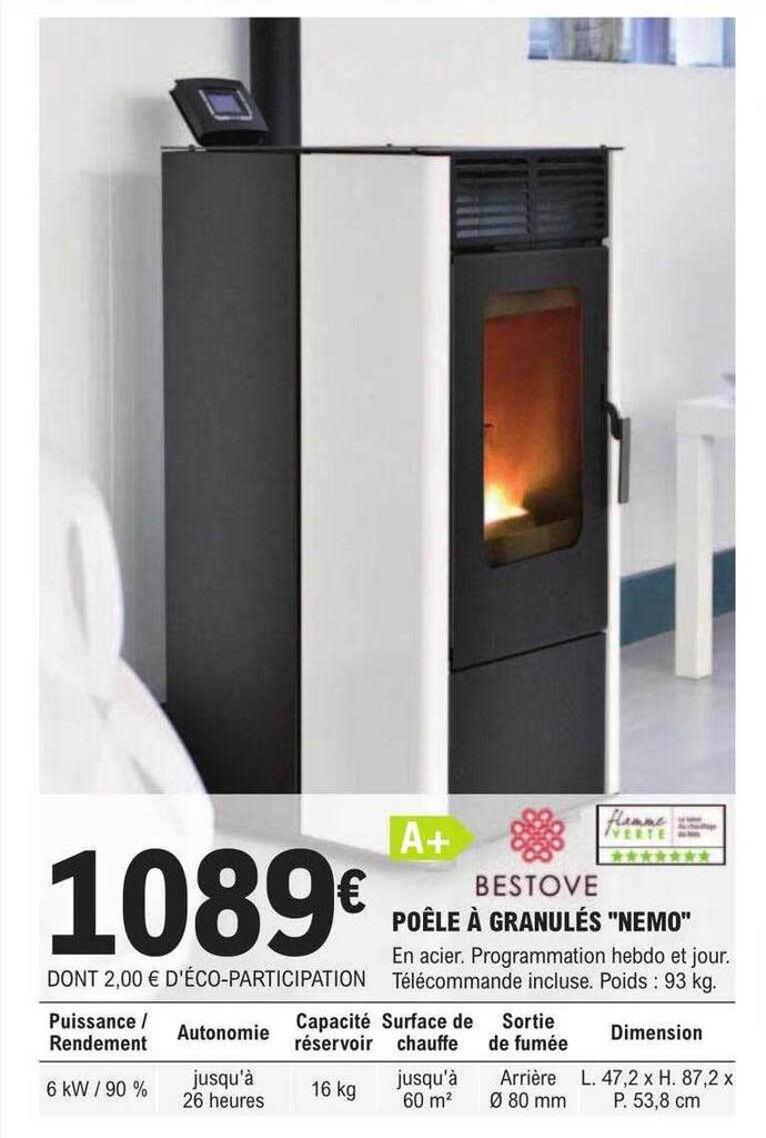 Promo Poêle à granulés chez E.Leclerc Brico