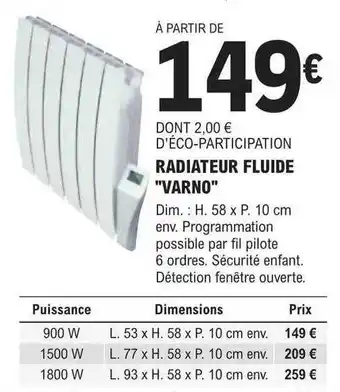 E.Leclerc Brico Radiateur fluide offre