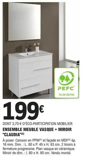 E.Leclerc Brico Ensemble meuble vasque + miroir offre