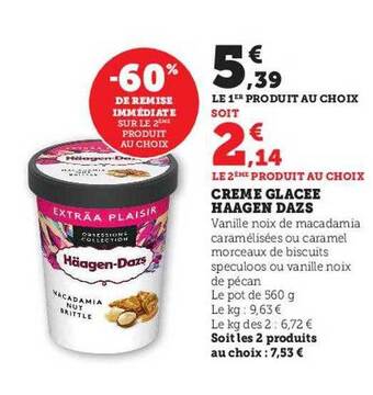 U Express Crème glacée häagen-dazs offre