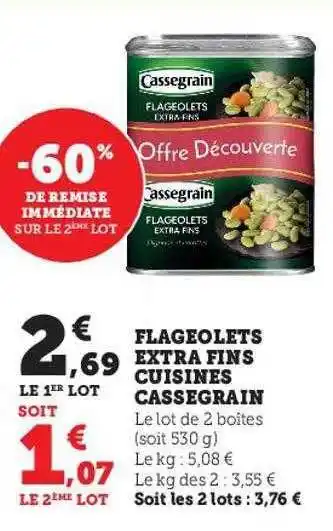 U Express Flageolets extra fins cuisinés cassegrain offre