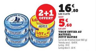 U Express Thon entier au naturel petit navire offre