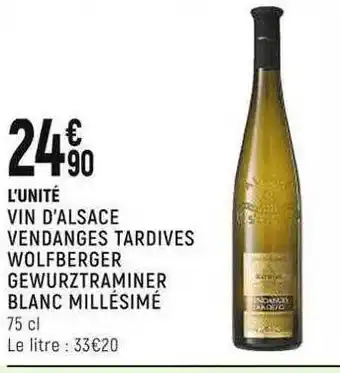 Casino Shop Vin d'alsace vendanges tardives wolfberger gewurztraminer blanc millésimé offre