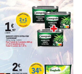 E.Leclerc Haricots Verts Extra-Fins Cassegrain offre