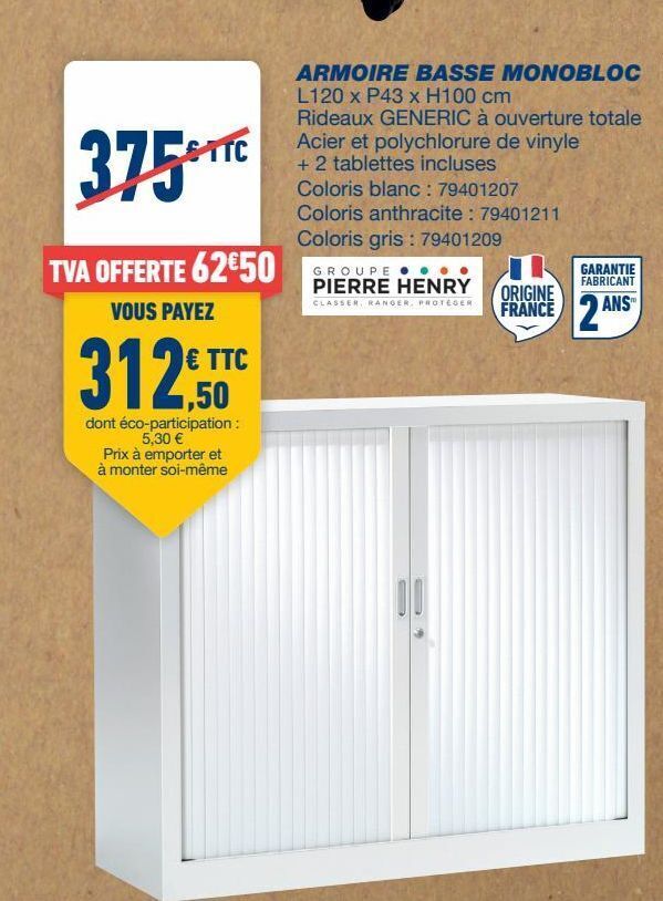 Promo Armoires chez Bureau Vallée