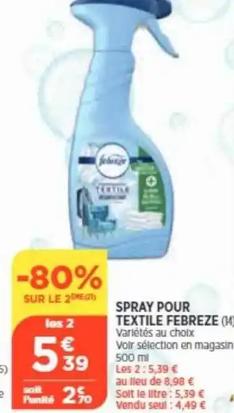 Bi1 Spray pour textile febreze offre