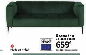 Conforama Canapé fixe 3 places forest offre