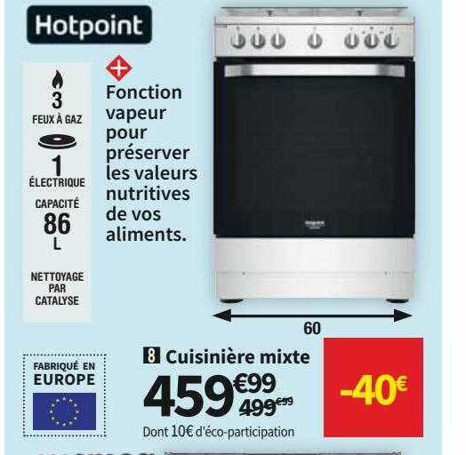 cuisinière mixte hotpoint