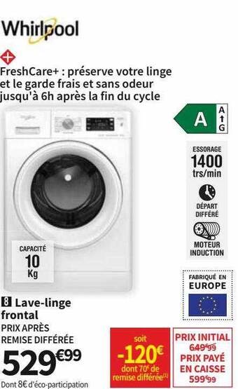 Conforama Whirlpool lave-linge frontal offre