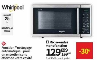 Conforama Whirlpool micro-ondes monofonction offre