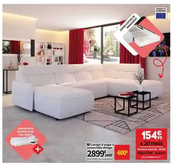 Conforama Canapé d'angle u convertible mango offre