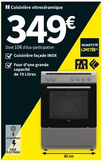 Conforama Far cuisinière vitrocéramique offre