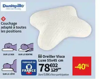 Conforama Dunlopillo oreiller visco luxe offre