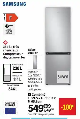 Conforama Samsung combiné silver offre