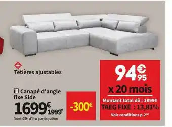 Conforama Canapé d'angle fixe side offre