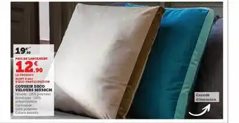 Hyper U Coussin déco velours 50 x 50 cm offre