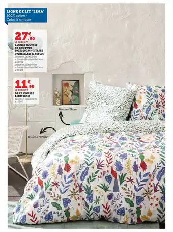Hyper U Parure housse de couette 200 x 200 cm + 2 taies d'oreiller 63 x 63 cm, drap housse 140 x 190 cm offre
