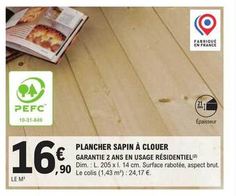 E.Leclerc Brico Plancher sapin à clouer offre