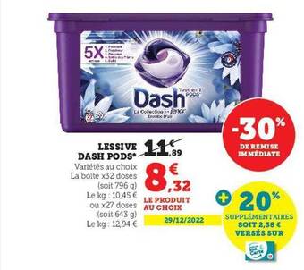 Hyper U Lessive dash pods offre