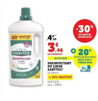 Hyper U Désinfectant du linge sanytol offre