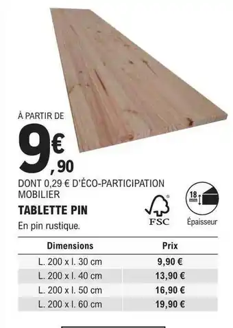 E.Leclerc Brico Tablette pin offre