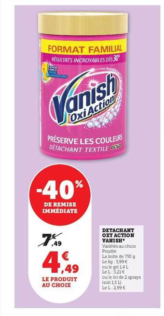Hyper U Détachant oxy action vanish offre