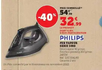 Hyper U Fer vapeur série 3000 philips offre
