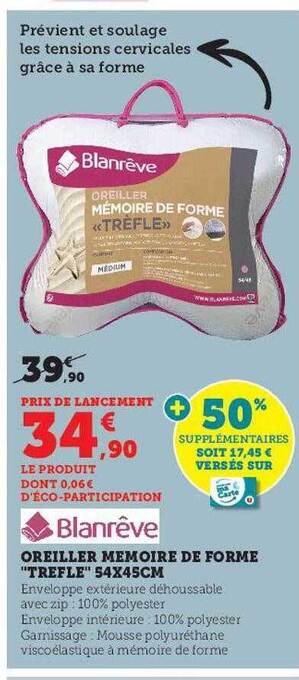 Hyper U Oreiller mémoire de forme offre