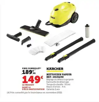 Hyper U Nettoyeur vapeur kärcher offre