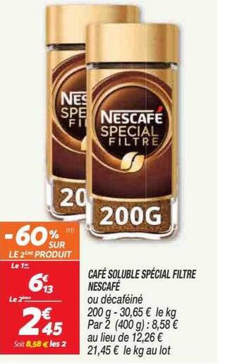 Netto Café soluble spécial filtre nescafé offre