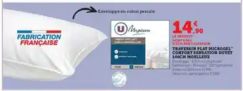Hyper U Traversin plat microgel confort sensation duvet 140 cm moelleux u maison offre