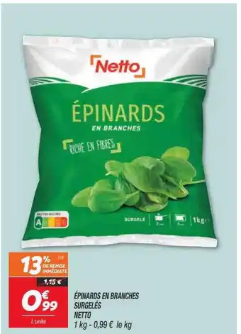Netto Épinards en branches surgelés netto offre