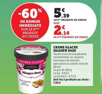 Super U Crème glacée häagen-dazs offre