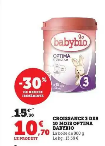 Croissance 3 dès 10 mois optima babybio