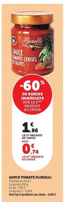 Super U Sauce tomate florelli offre