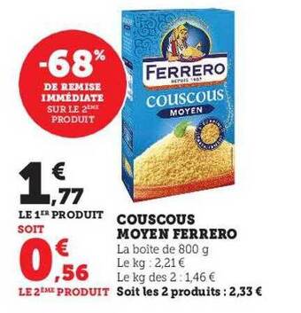 Super U Couscous moyen ferrero offre
