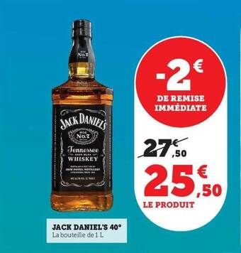 Super U Jack daniel's 40° offre
