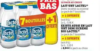 Super U Lait uht lactel ou lait uht demi écrémé bio lactel offre