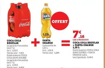 Super U Coca-cola regular + fanta orange offre