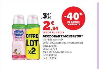 Super U Déodorant monsavon offre