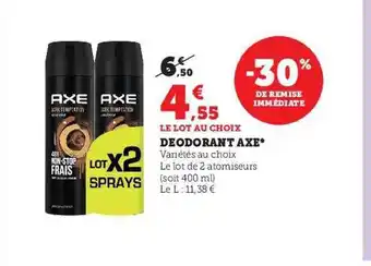 Super U Déodorant axe offre