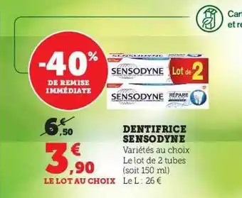 Super U Dentifrice sensodyne offre