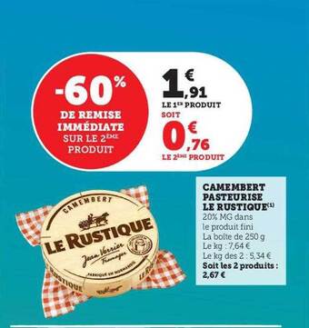 Camembert pasteurisé le rustique
